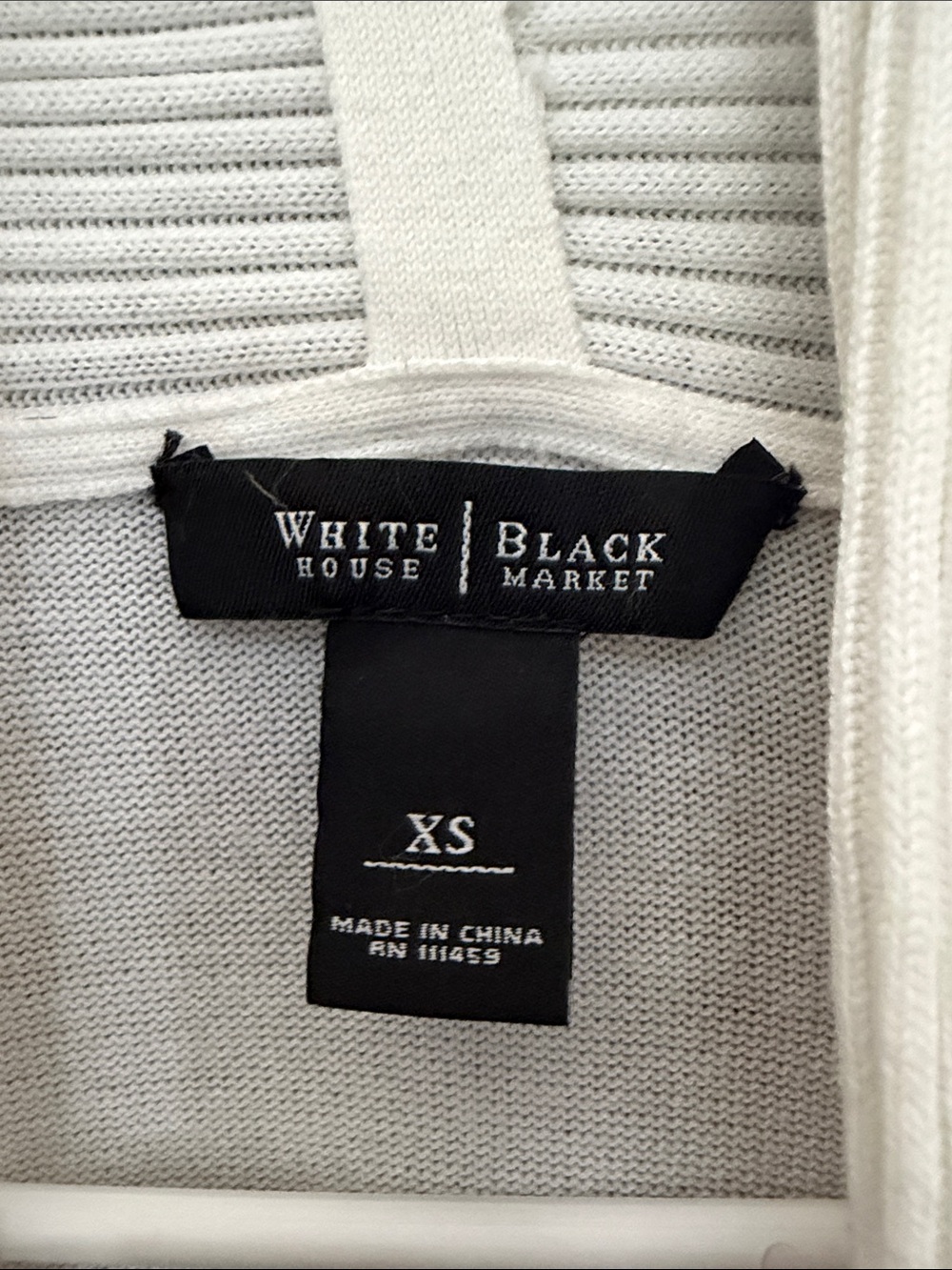 White House Black Market Ivory Draped Ribbed Open-Front Cardigan - Picture 2 of 5